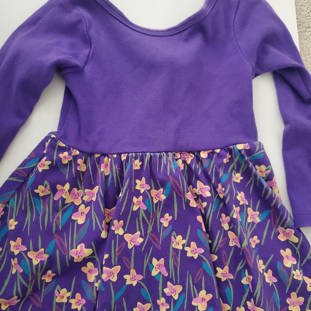 Tea Collection Purple Long-Sleeve Floral Skater Dress